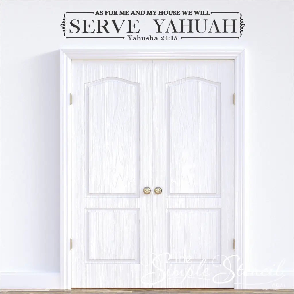 Dorrway to living room with the decal prominently displayed, conveying the feeling of shared faith and community. This adds an emotional aspect and shows how the decal can create a sacred space in the home.