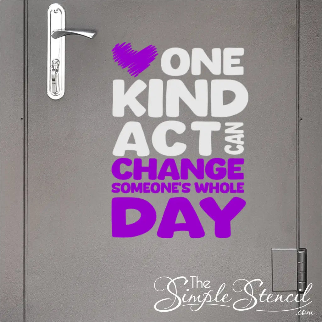 School Wall Decor: The "One Kind Act" wall decal installed on a school classroom door, welcomes students with a positive mindset.