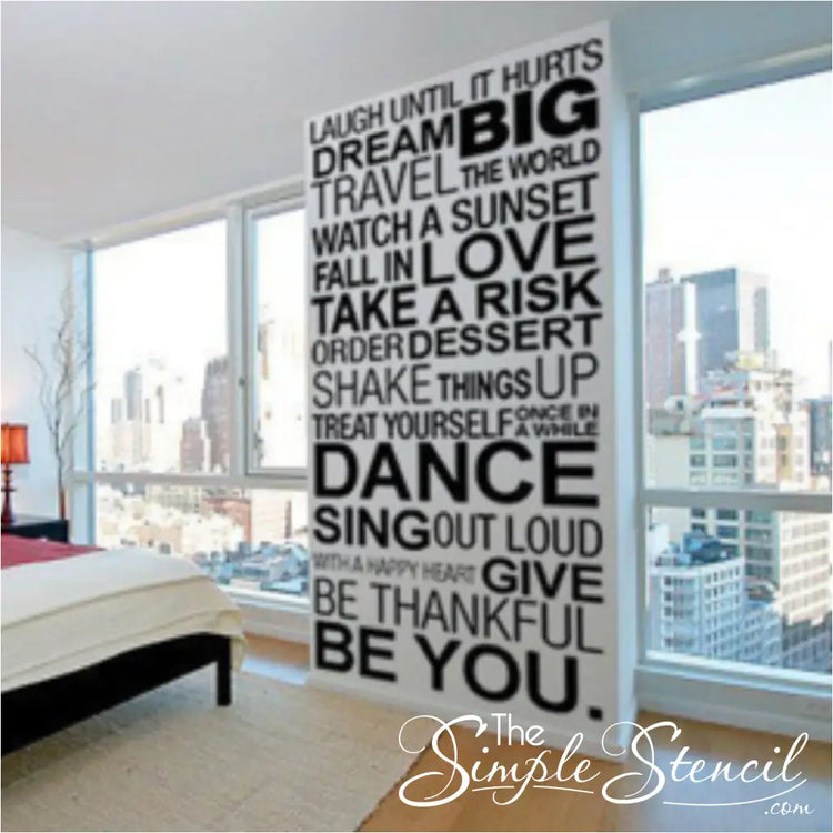 A large vinyl wall decal to inspire while adding visual interest to an entire wall or just a small space. Perfect decor for teen rooms, home office, etc.