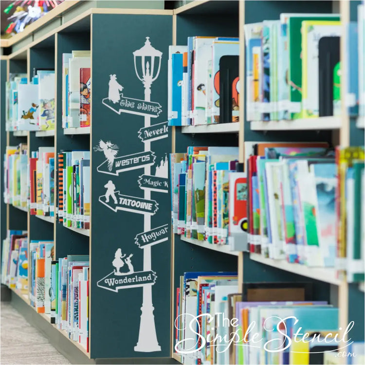 Library Book Destination Lamp Post Decal