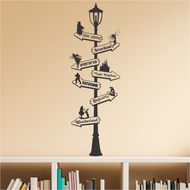Library Book Destination Lamp Post Decal