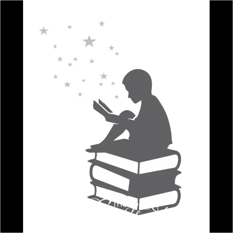 Library Wall Display | Imagination Boy Reading Decal Decor