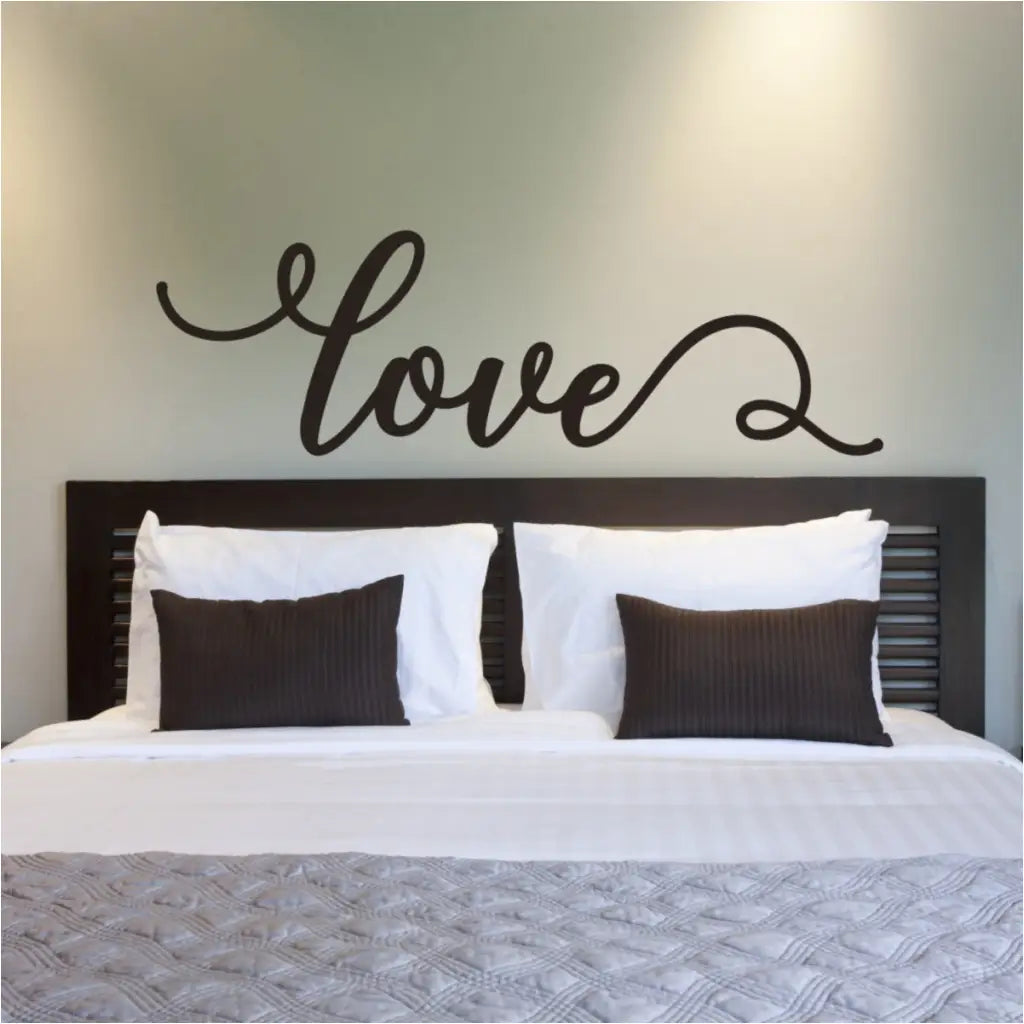 Love Decal - Romantic Word Stencil Wall Decal - Easy romantic wall decor for Master bedroom. Available in many colors and sizes from The Simple Stencil