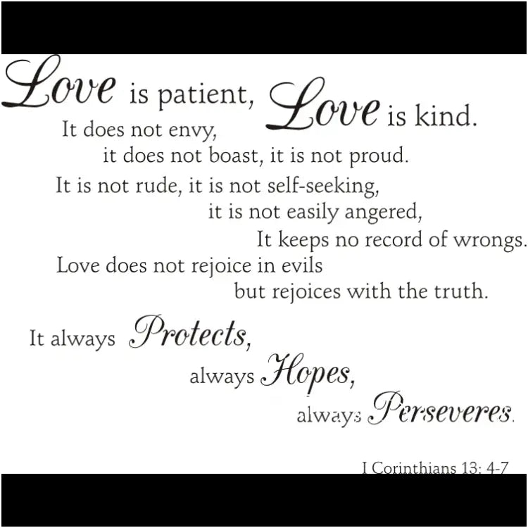 Love Is Patient Kind... I Corinthians 13: 4-7