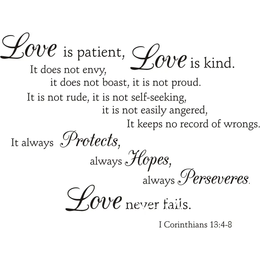 Love is Love never fails Large Wall Quote Decal – The