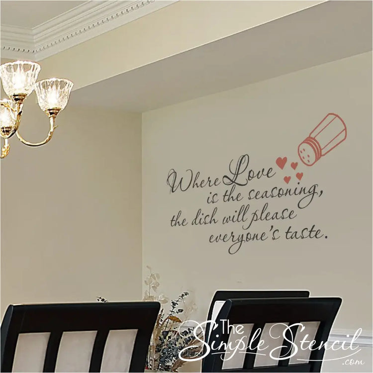 This informal wall decal design may be a little too informal for this elegant dining room but the message works anywhere!