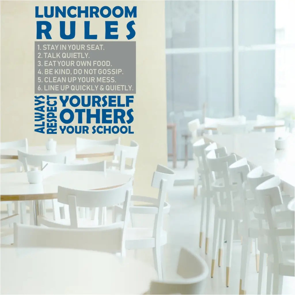 Lunch Room Rules - Wall Decal Sign For School Cafeteria