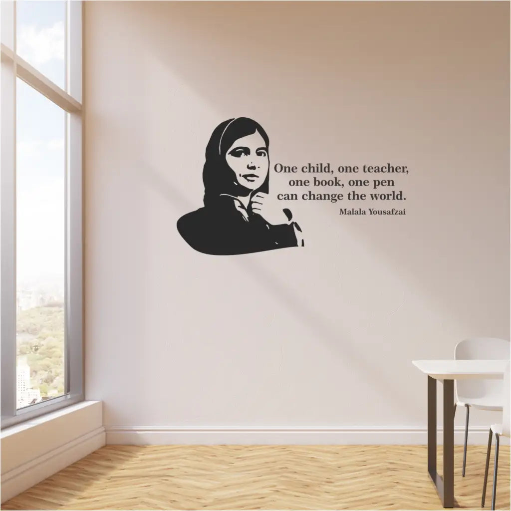 Malala Yousafzai canvas print in a library: A large Malala Yousafzai canvas print displayed in a library, inspiring a love of learning and reading.