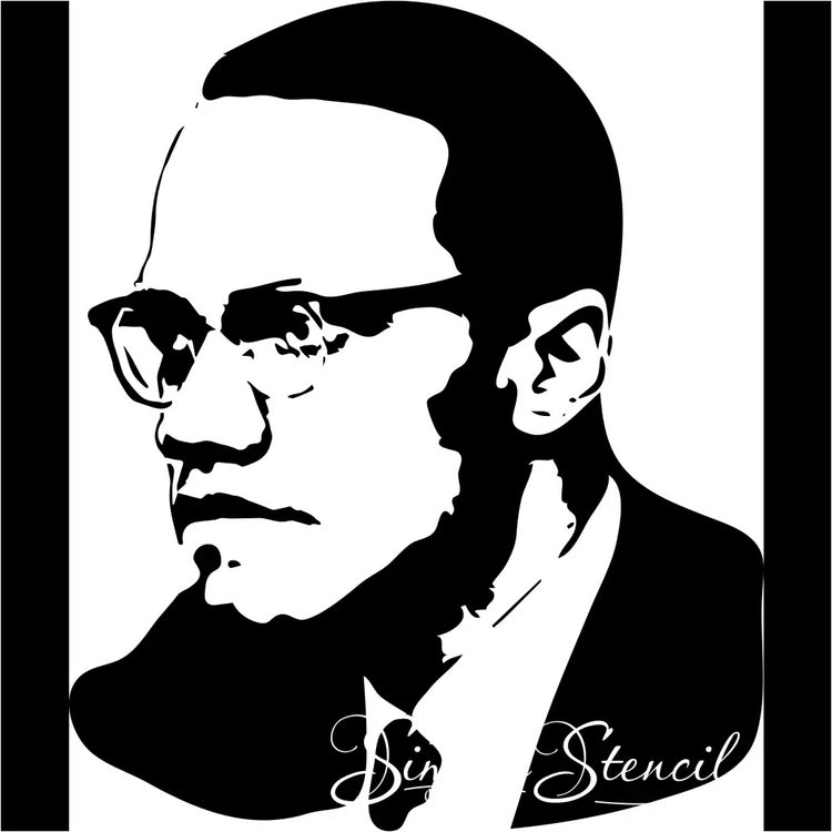 Large Malcolm X vinyl wall decal - Silhouette of Malcolm X for an easy display in school history classrooms or during black history month events.