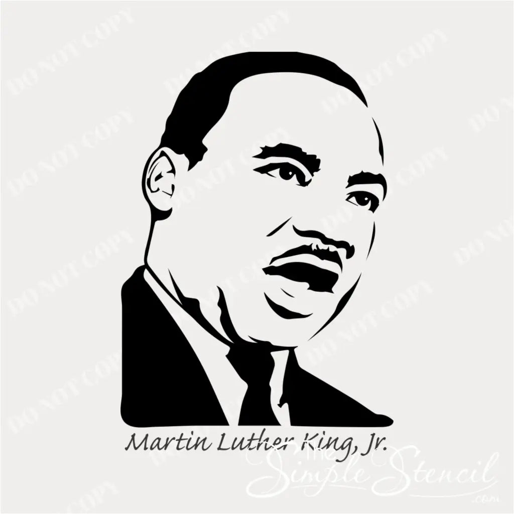 A close up of the  MLK Jr. silhouette wall decal shown in a classic black and white color scheme.