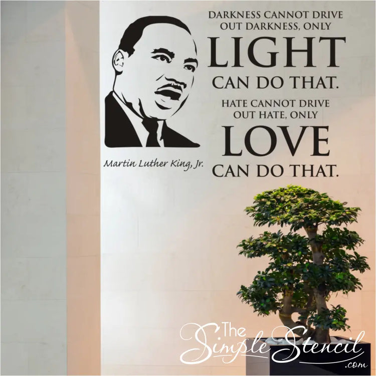A vinyl wall decal featuring the silhouette of Martin Luther King Jr.