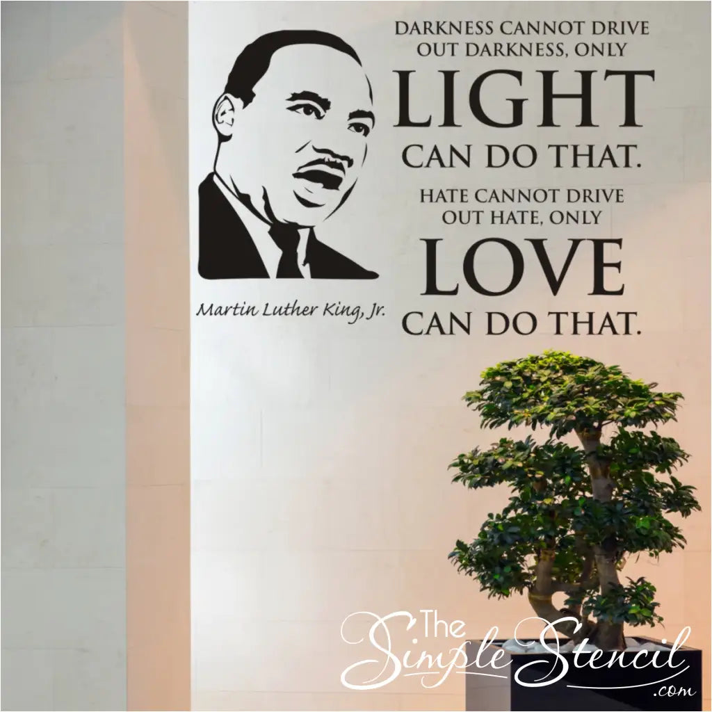 A vinyl wall decal featuring the silhouette of Martin Luther King Jr.