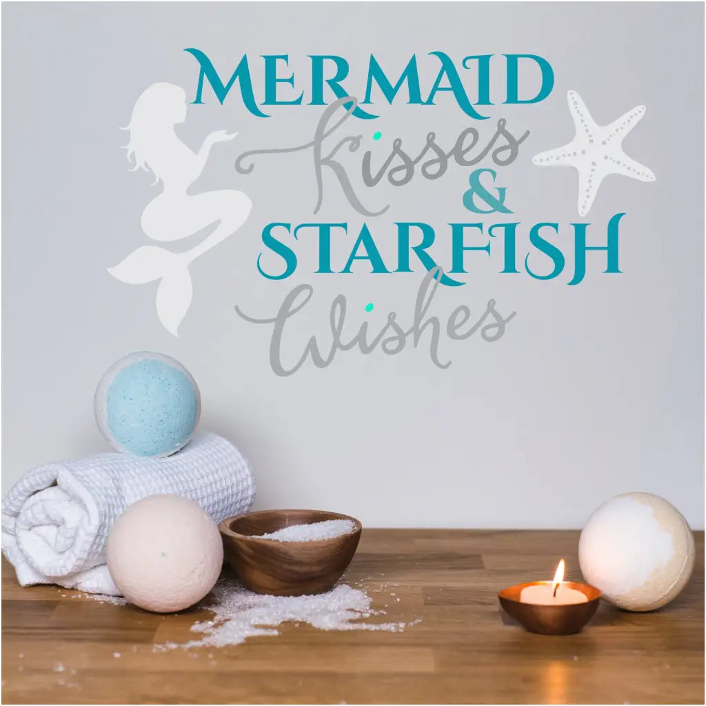 Mermaid Kisses And Starfish Wishes | Beach Wall Art Decals