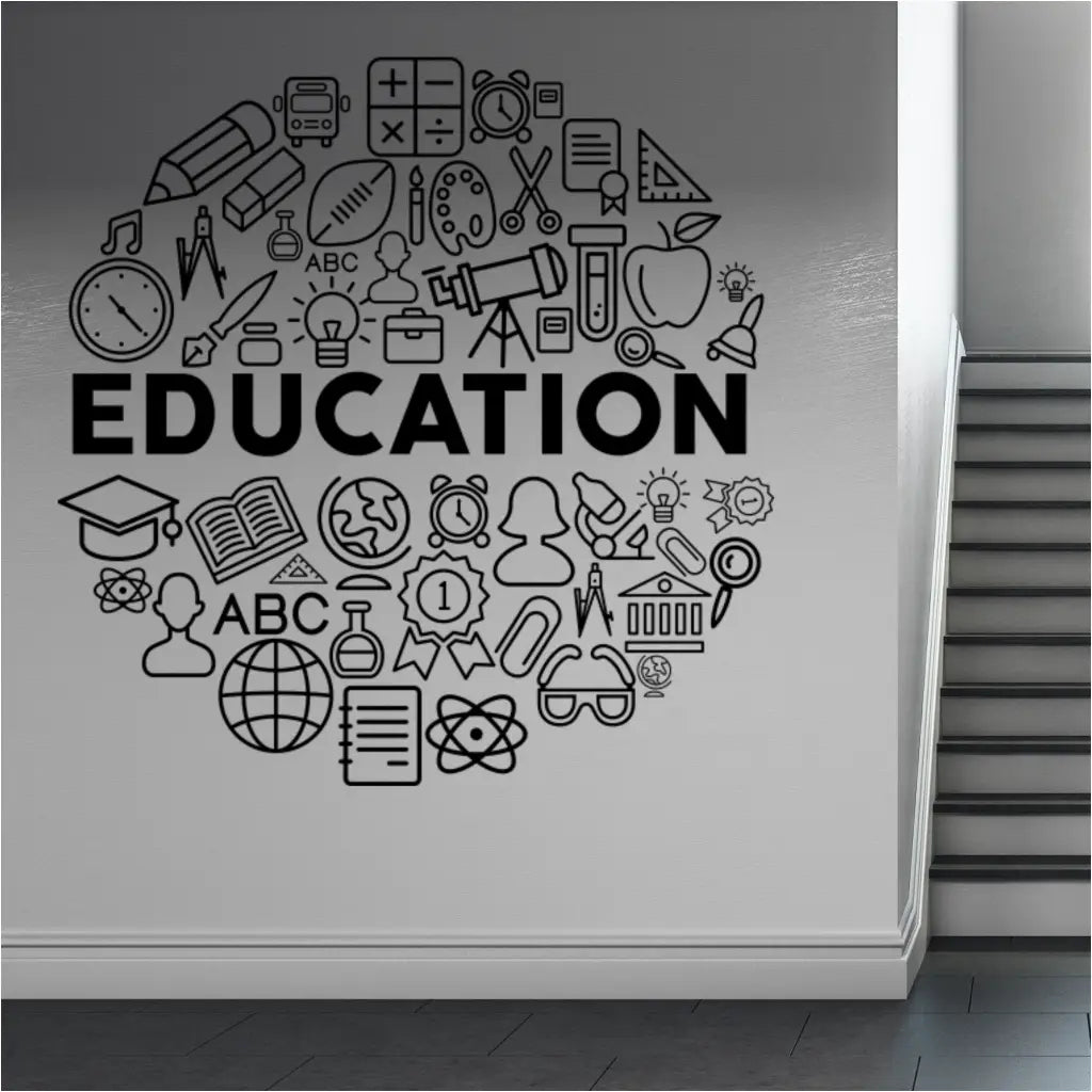 Modern "Education" Circle Wall Decal for Schools