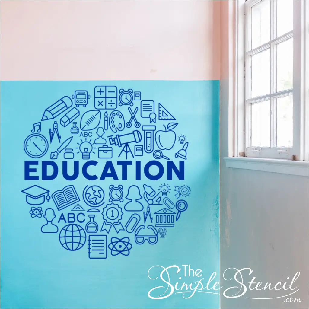 Modern "Education" Circle Wall Decal for Schools