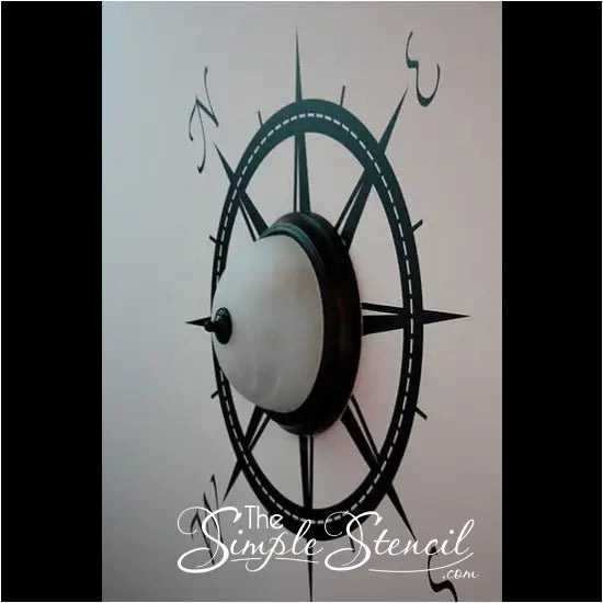 Beautiful nautical compass ceiling light fixture decal to decorate your waterfront home or any nautical inspired room decorating project!