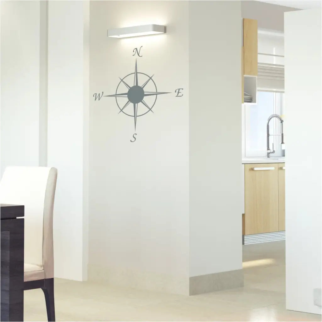 Large Nautical compass installed on a wall in a beautiful home is a great way to add some nautical decor to your living!