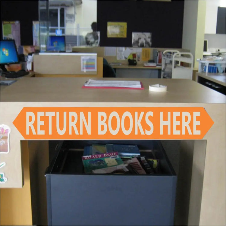 Return Books Here - Library Or School Classroom Sign Decal