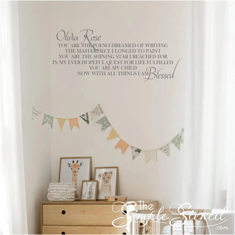Personalized Childs Poem Wall Decal