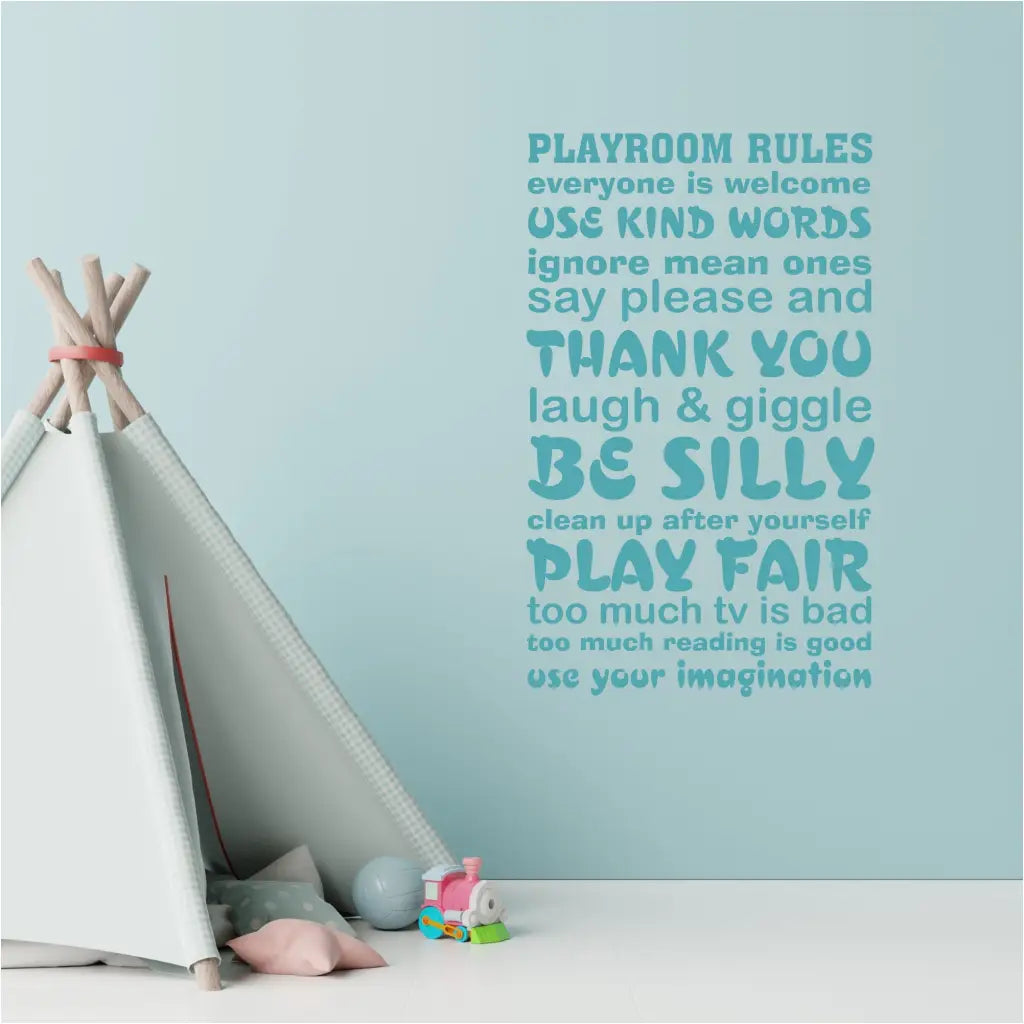 Playroom Rules | Cute Vinyl Wall Decal Home Decor – The Simple Stencil