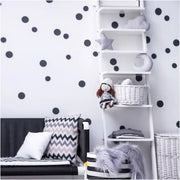 Multiple size polka dot circle wall or window decals turn a boring wall into a fun atmosphere instantly, perfect for a child's room, nursery or playroom.