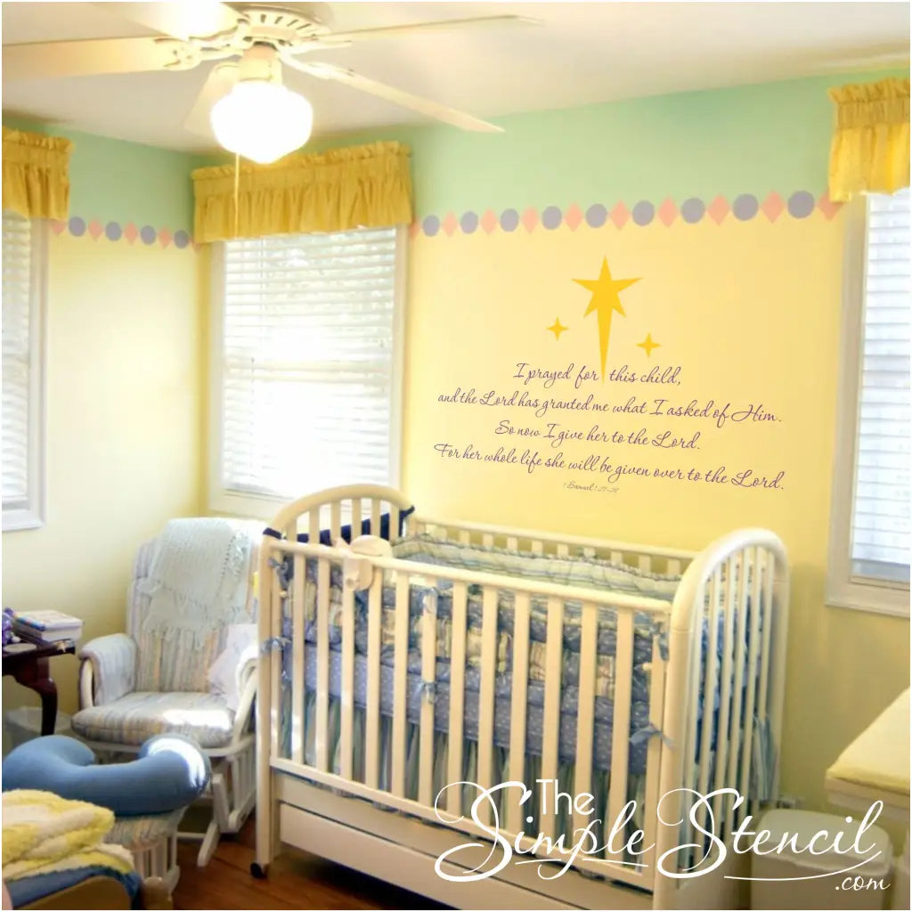 1 Samuel bible verse wall decal for baby nursery by The Simple Stencil