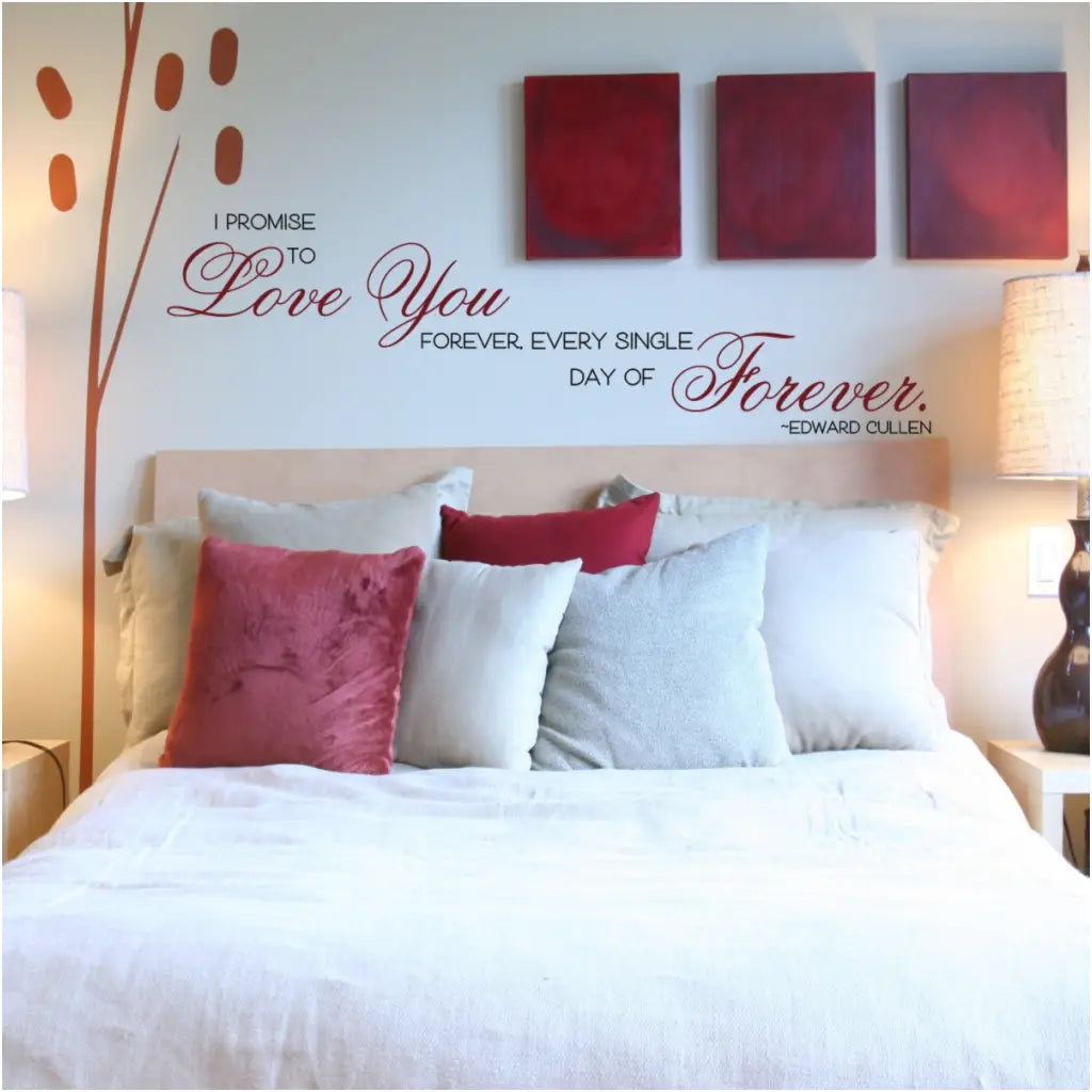 I promise to love you forever, every single day of forever. A romantic vinyl wall decal by The Simple Stencil adds romantic touch to home decor or romantic holidays