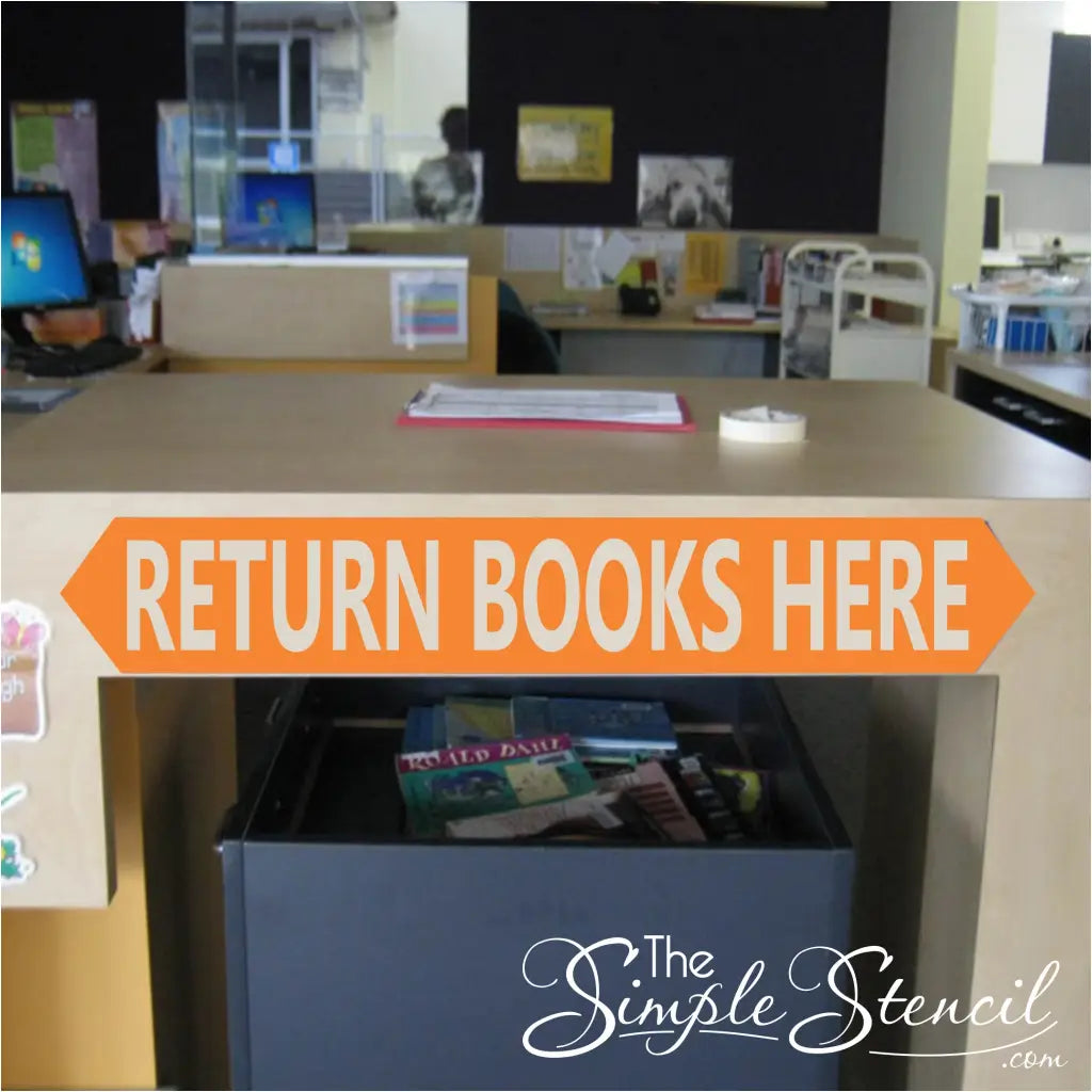 Return Books Here - Library Or School Classroom Sign Decal