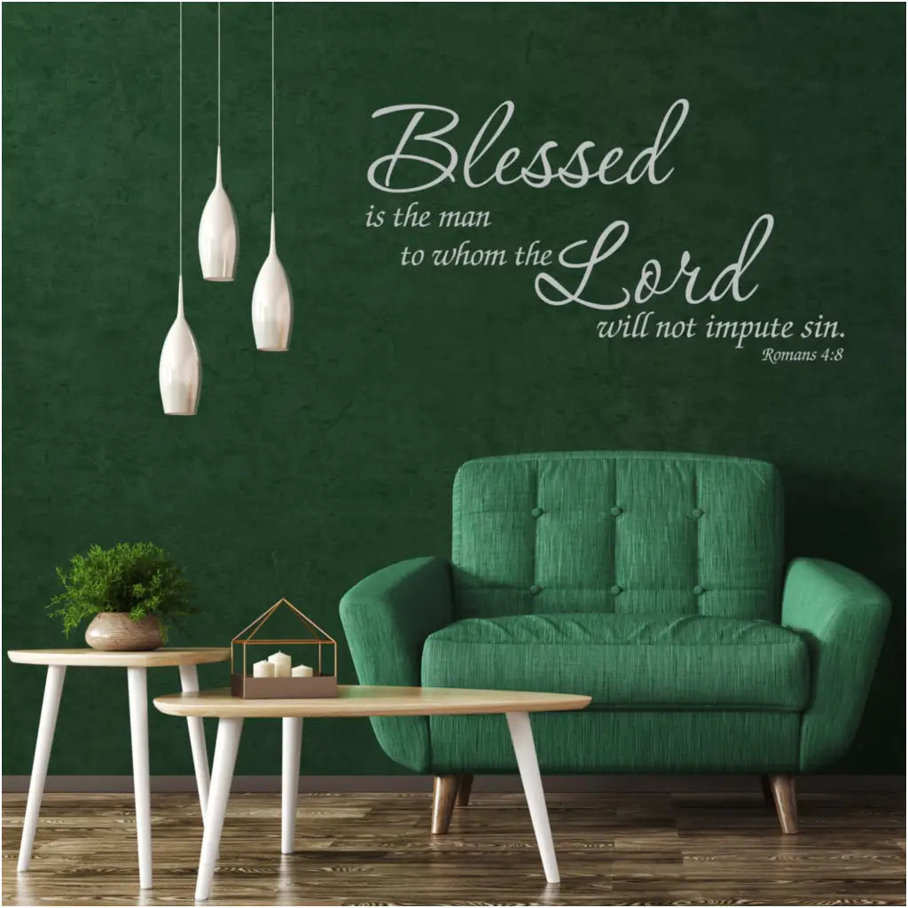 Romans 4:8 Bible Verse Wall Decal | Blessed Is The Man Simple Stencil