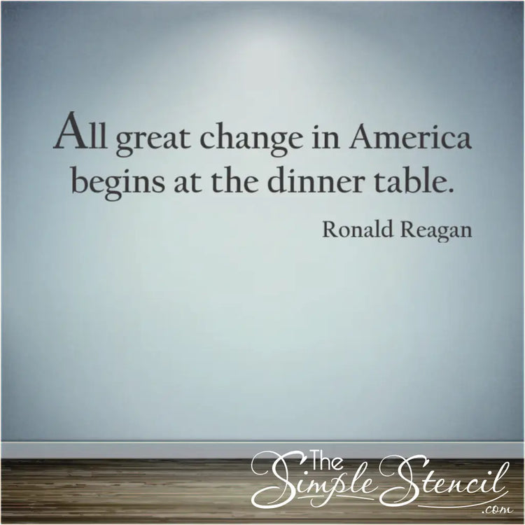 Ronald Reagan quote wall decal in a family room, creating a conversation starter.