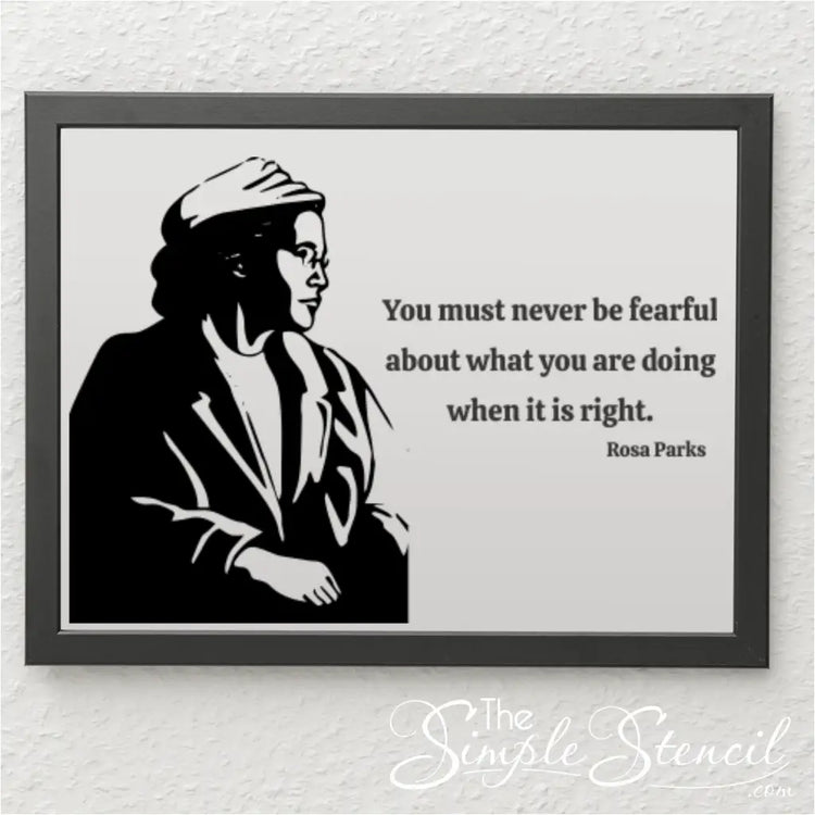 Framed Rosa Parks poster print in a law office: A framed Rosa Parks poster print hanging in a law office, symbolizing the fight for justice and equality under the law.