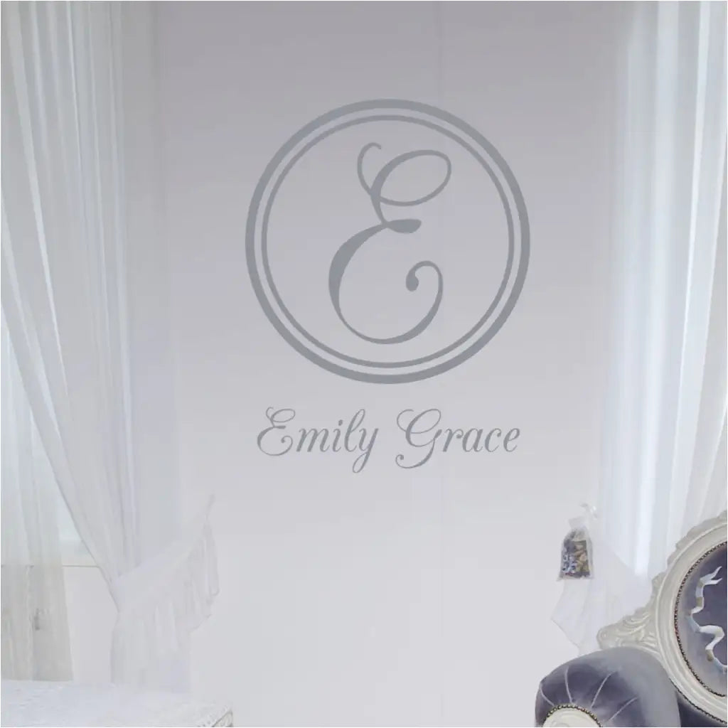 Script Monogram Double Circle With Name