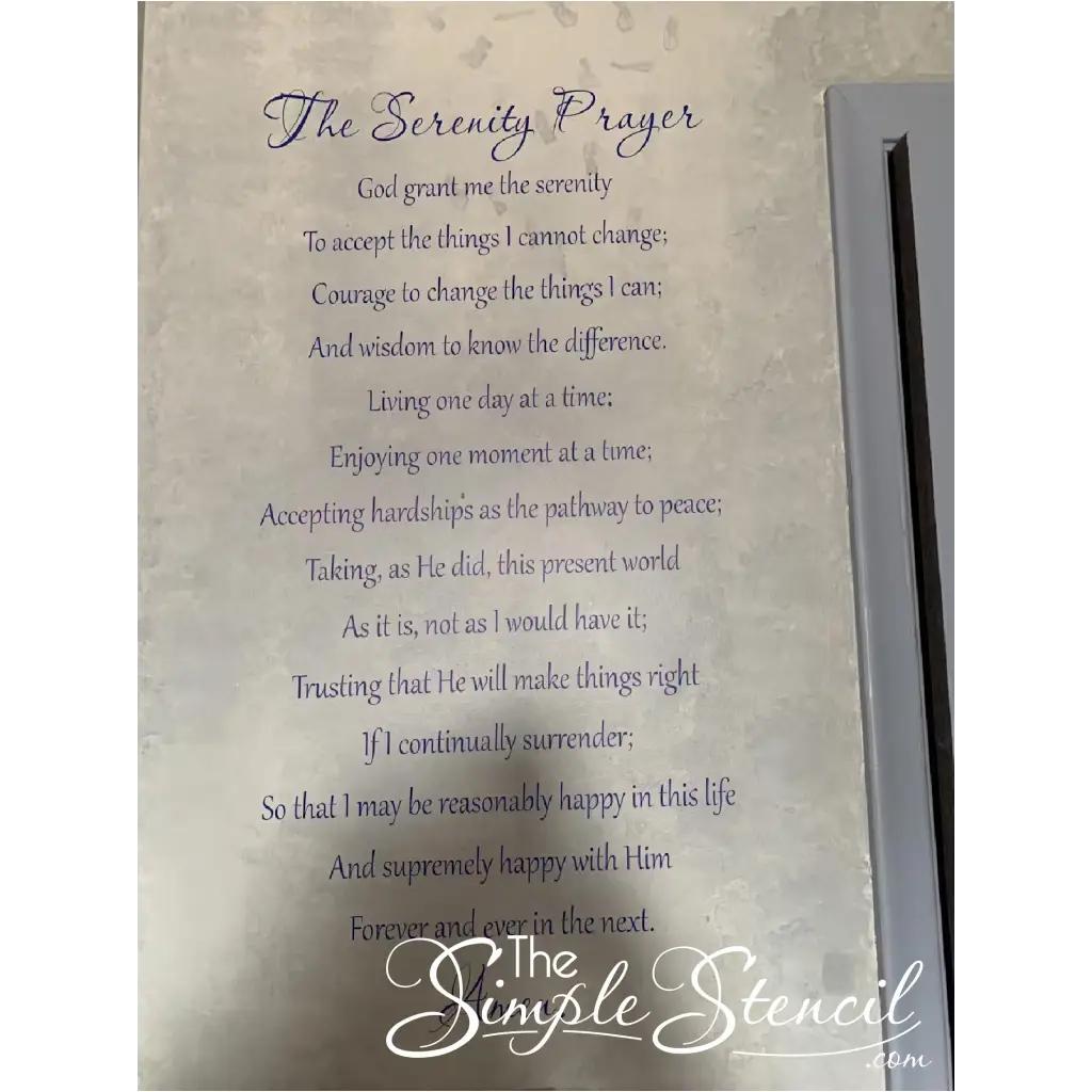 Serenity Prayer Wall Stencil Decal | Full Version