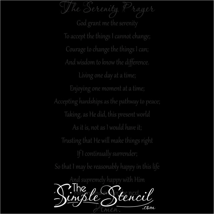 Serenity Prayer Wall Stencil Decal | Full Version
