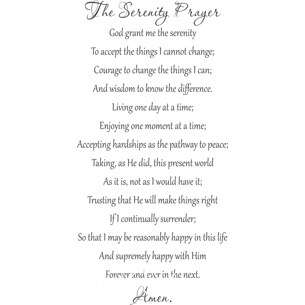 Serenity Prayer Wall Stencil Decal | Full Version