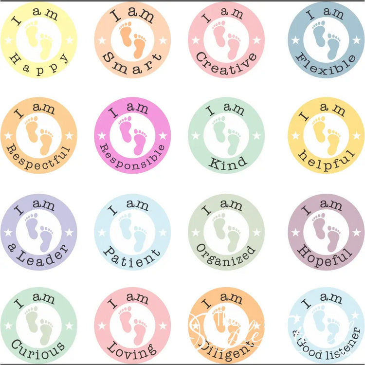 Set Of 15 Elementary School Social Distancing Floor Decals 11 - Pastel Colors