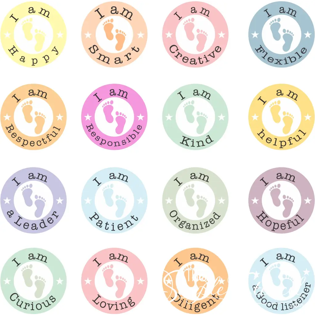 Set Of 15 Elementary School Social Distancing Floor Decals 11 - Pastel Colors