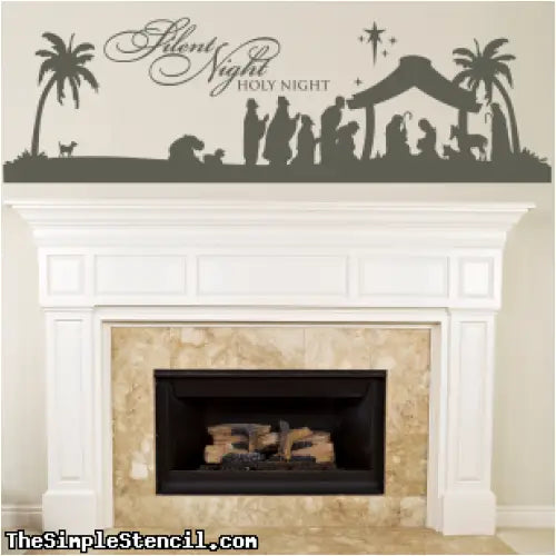 Silent Night Holy Christmas Manger Wall Mural Decal Sticker Art