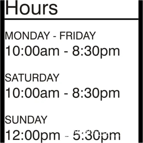 Simple Business Hours Vinyl Decal