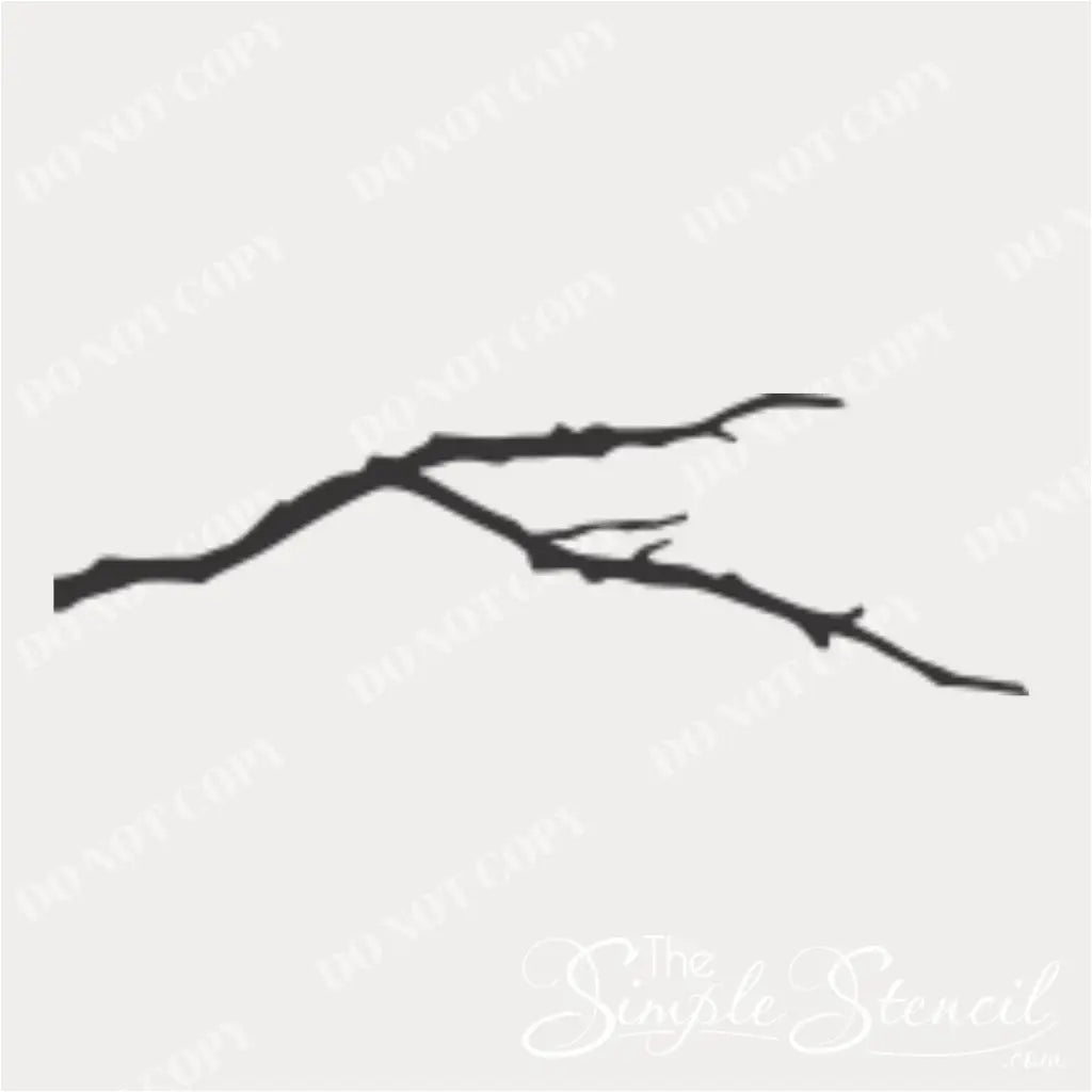 A clean, plain black silhouette of a single bare tree branch, designed for vinyl decal production by The Simple Stencil.
DO NOT COPY
