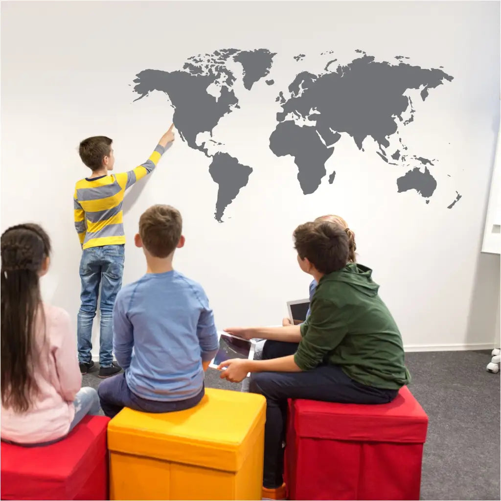 Solid World Map Silhouette Wall Decal Sticker Stencil