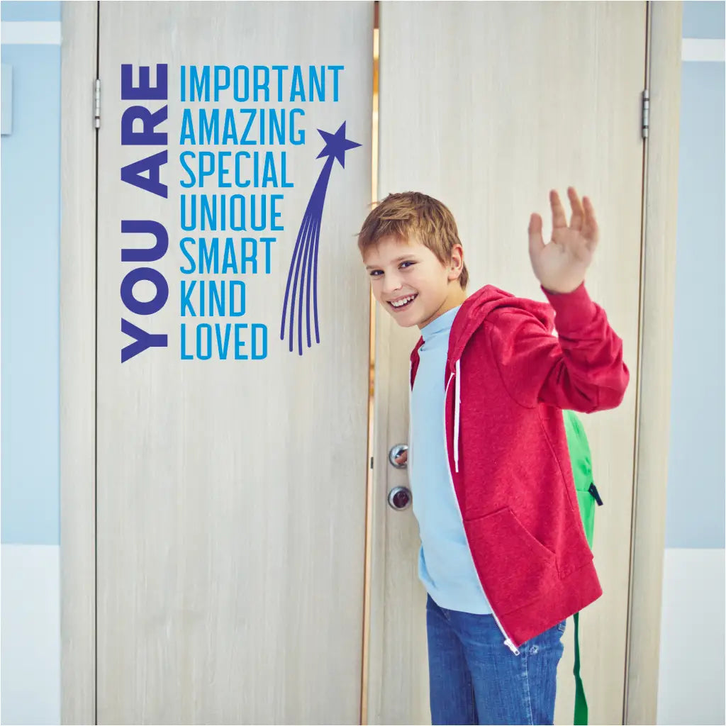 You are important, amazing, special, unique, smart, kind, loved. Includes shooting star and adorable design to encourage young adults to be their best selves and know their worth.
