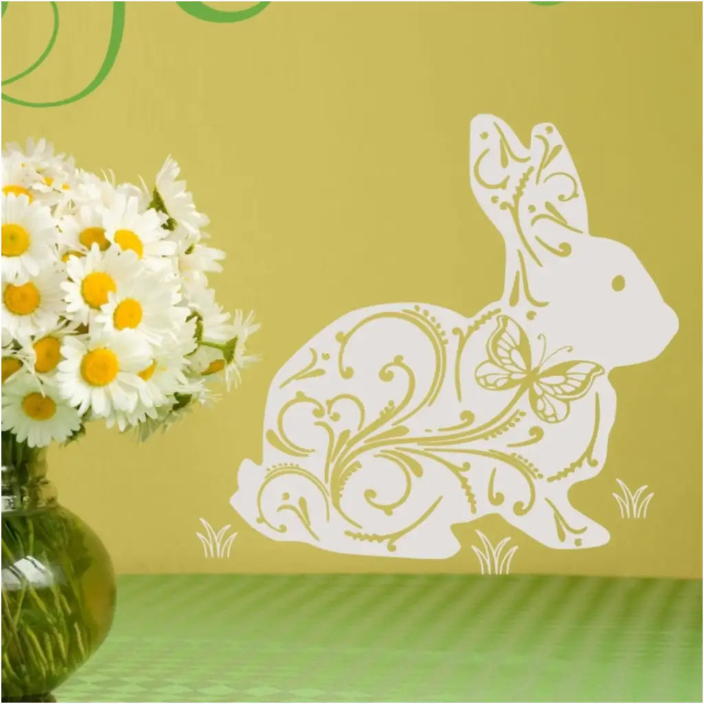 Spring Bunny Wall or Window Decal by The Simple Stencil is a great way to decorate for Easter to liven up your home with some spring decor.