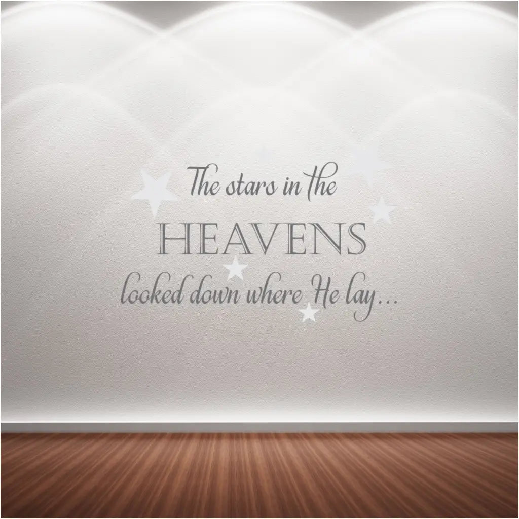 The stars in the heavens looked down where He lay... Christmas hymn wall decal for your Christian home decor. TheSimpleStencil.com