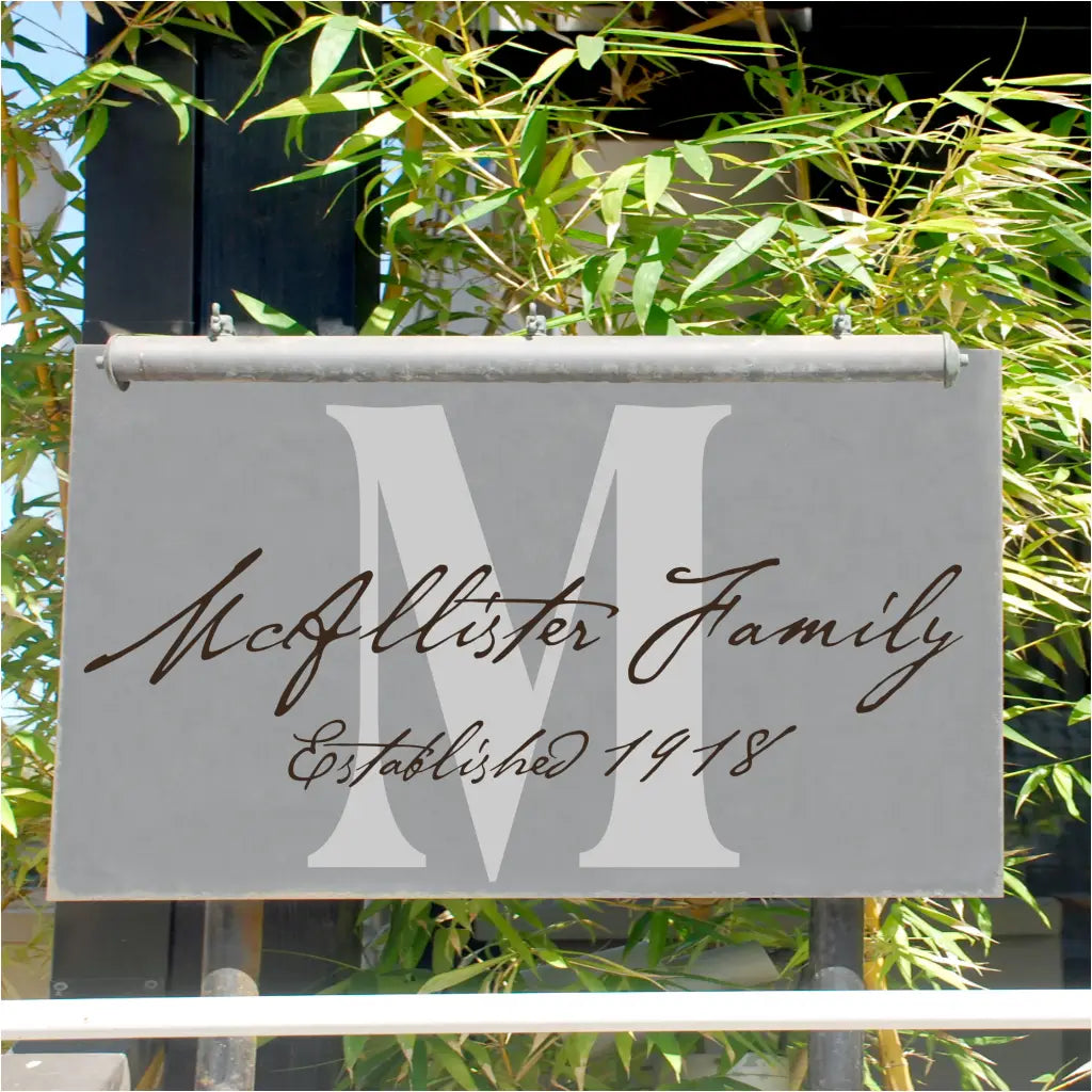 Beautifully designed vinyl wall or window monogram decal in your choice of two colors to decorate the walls of your family home, wedding reception, family reunion, etc.