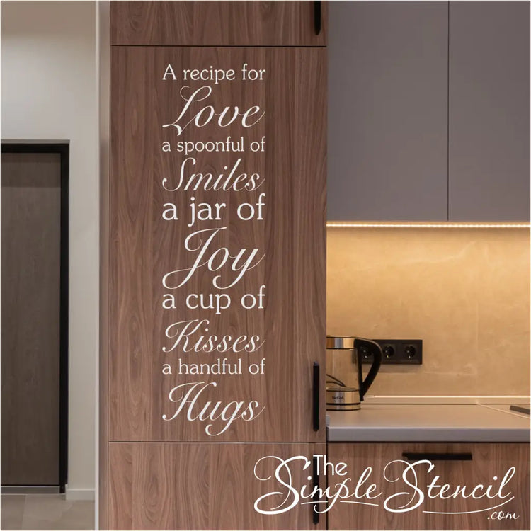 "Recipe for Love" decal used as a charming accent on a pantry door.