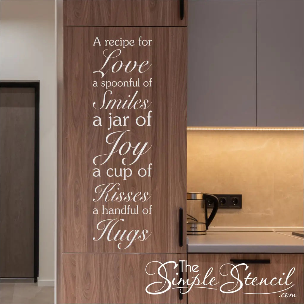 "Recipe for Love" decal used as a charming accent on a pantry door.