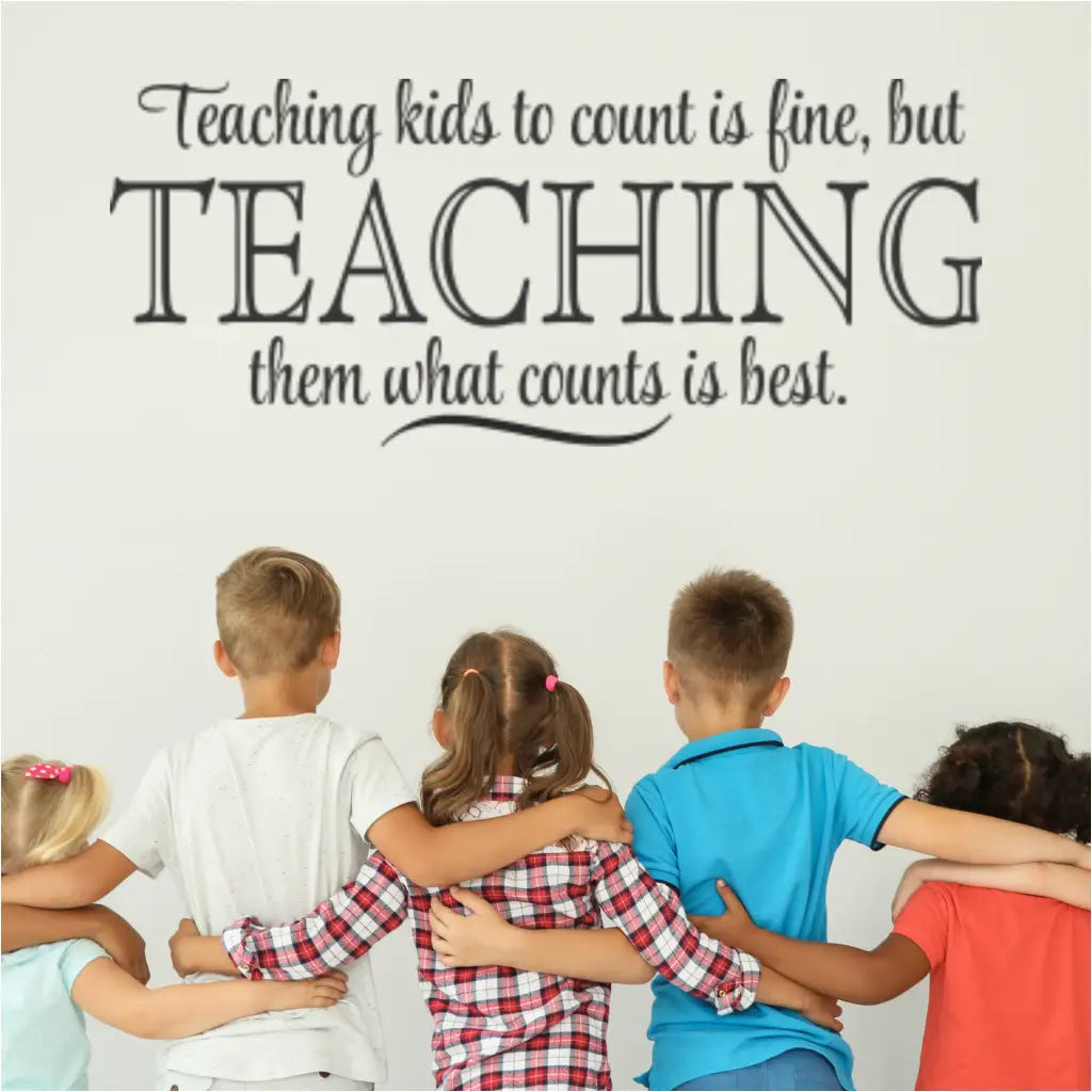"Teaching What Counts" Motivational Quote Wall Decal for Teacher Lounges, Classrooms & Offices By The Simple Stencil