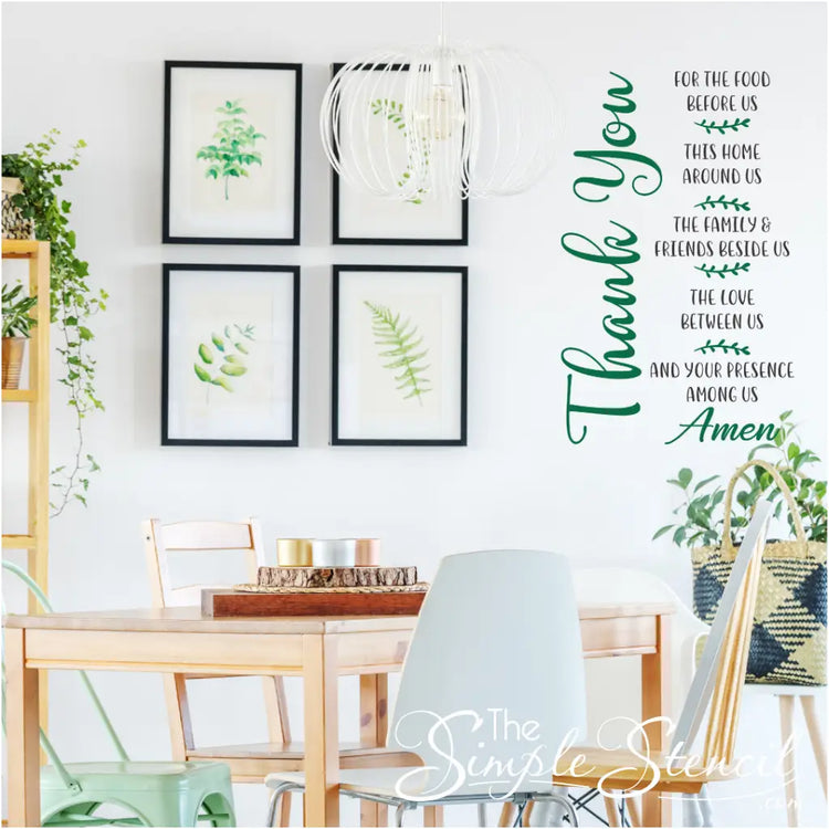 Cultivate a sense of gratitude and deepen family bonds with our exquisite "Thank you for the food before us" vinyl wall decal. This inspiring wall art is the perfect addition to your dining room, creating a warm and welcoming atmosphere for shared meals and cherished moments.