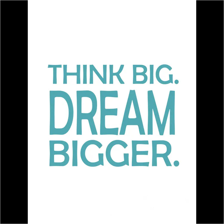 A "Think Big. Dream Bigger." wall decal, positioned above a brainstorming whiteboard in a collaborative office space, serves as a constant reminder for teams to push boundaries and generate groundbreaking ideas. The decal's empowering message fosters a culture of creativity and encourages employees to dream big and collaborate to achieve their goals.